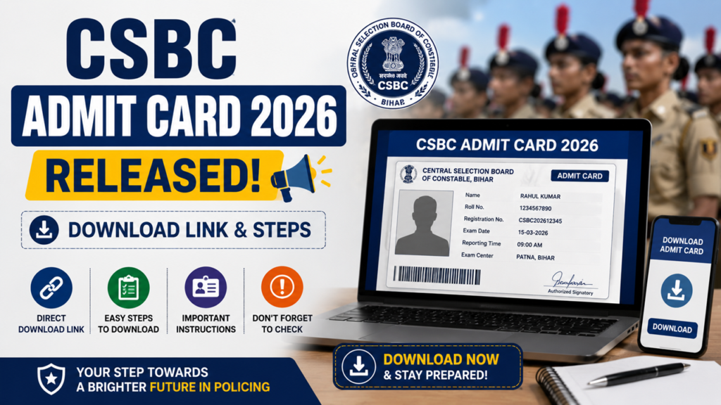 CSBC Admit Card 2026 Released Download Link & Steps