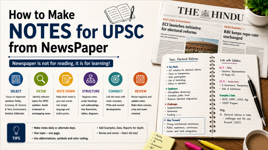 How to Make Notes for UPSC from NewsPaper