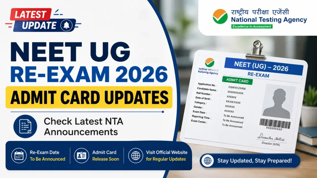 NEET UG Re-Exam 2026 Admit Card Updates: Check Latest NTA Announcements