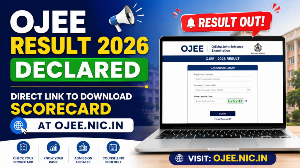OJEE Result 2026 Declared Direct Link to Download Scorecard at ojee.nic.in