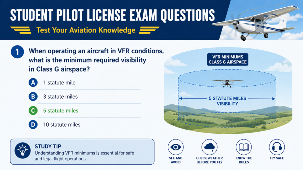 student pilot license exam questions
