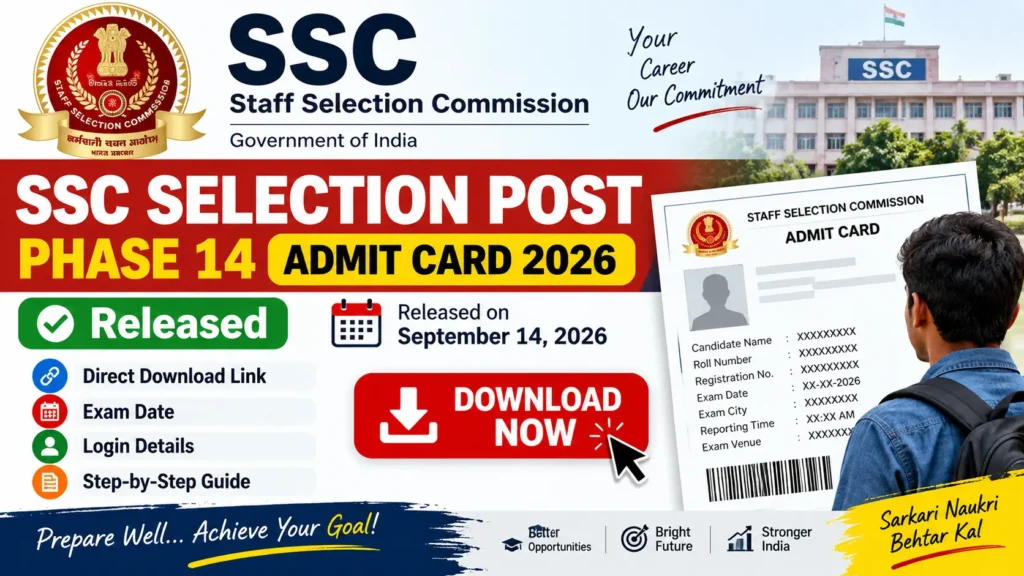 SSC Selection Post Phase 14 Admit Card 2026 Released Direct Download Link & Exam Date